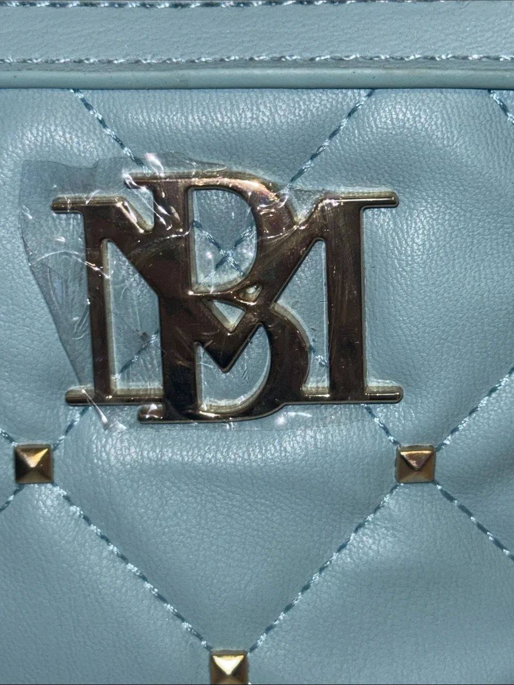 Badgley Mischka Quilted Light Blue Crossbody with Gold Hardware
